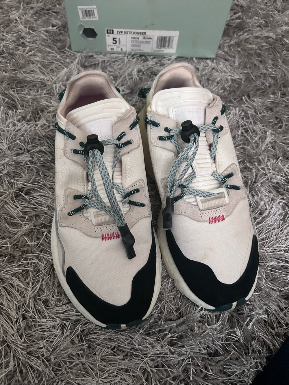 IVY PARK White and Black Nitejogger Sneakers with Dark Green Accents